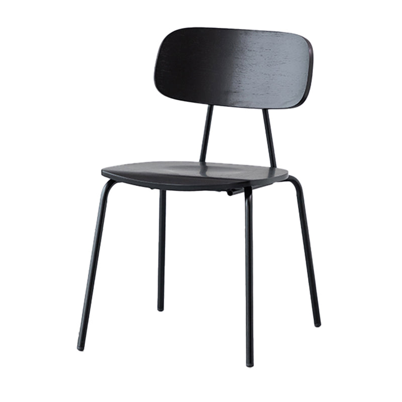 Modern Style Dining Chair Wooden Open Back Side Chair with Metal Base
