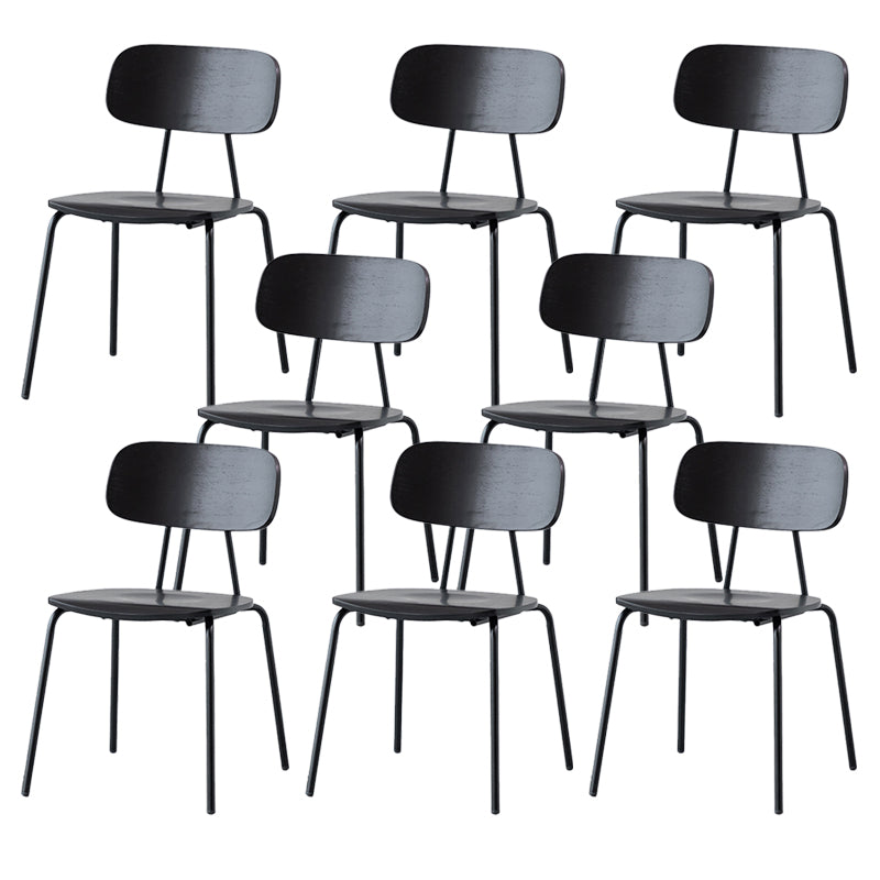 Modern Style Dining Chair Wooden Open Back Side Chair with Metal Base