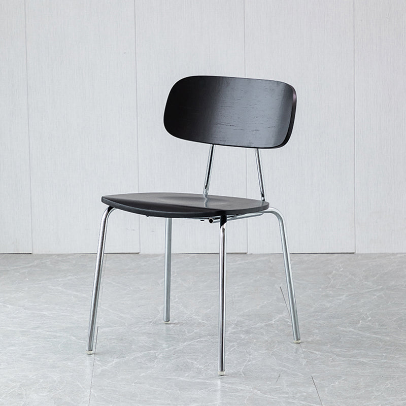 Modern Style Dining Chair Wooden Open Back Side Chair with Metal Base