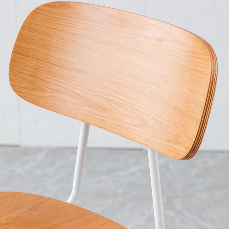 Modern Style Dining Chair Wooden Open Back Side Chair with Metal Base