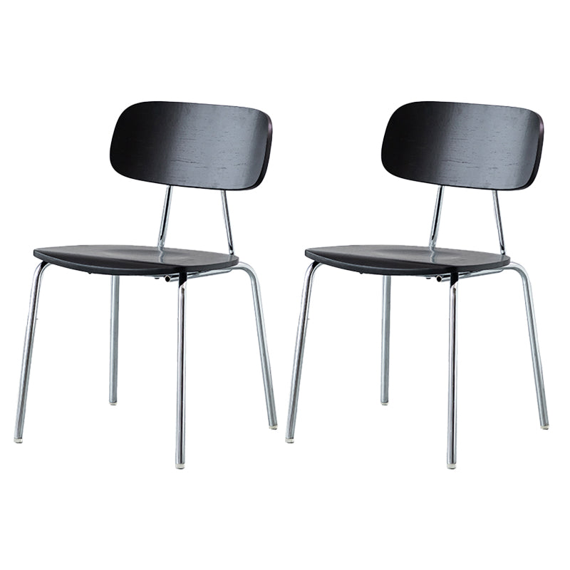 Modern Style Dining Chair Wooden Open Back Side Chair with Metal Base