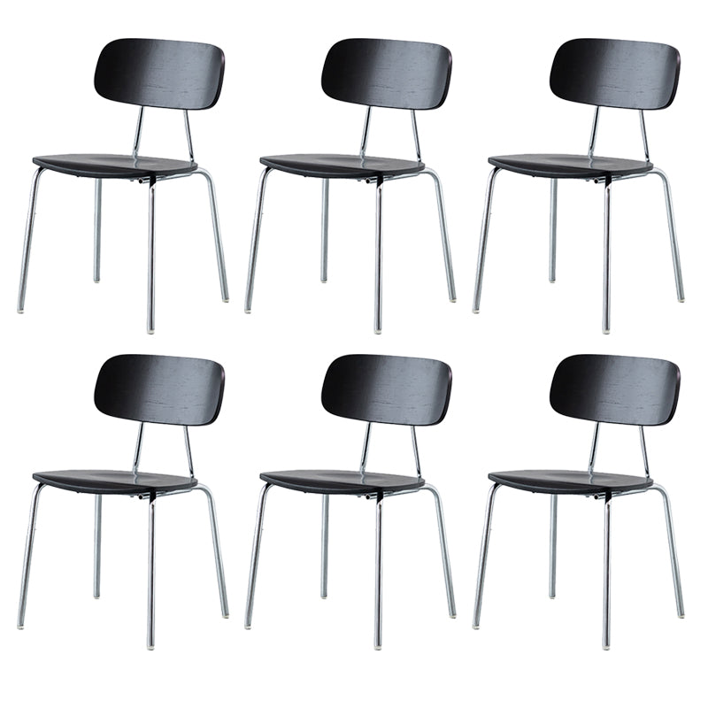 Modern Style Dining Chair Wooden Open Back Side Chair with Metal Base