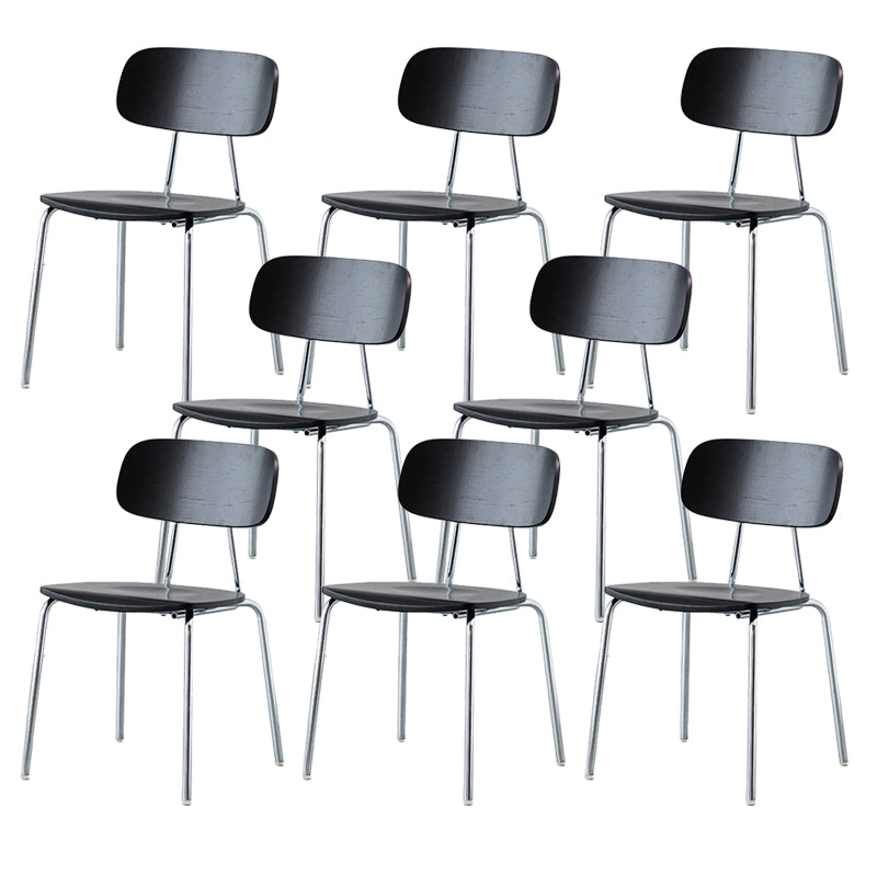Modern Style Dining Chair Wooden Open Back Side Chair with Metal Base