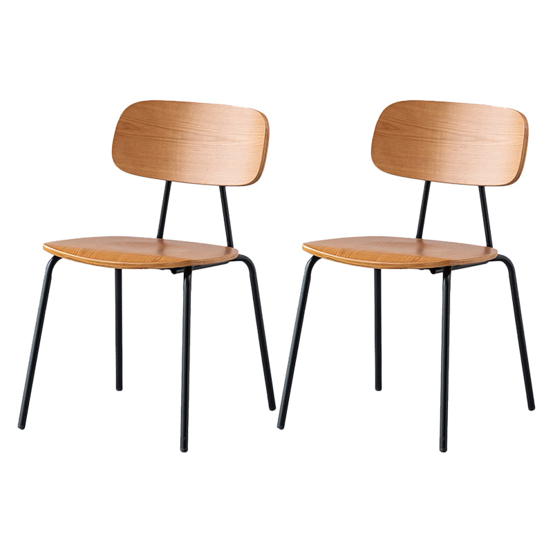 Modern Style Dining Chair Wooden Open Back Side Chair with Metal Base
