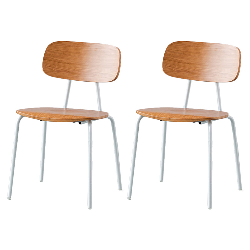 Modern Style Dining Chair Wooden Open Back Side Chair with Metal Base
