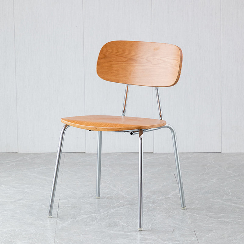 Modern Style Dining Chair Wooden Open Back Side Chair with Metal Base