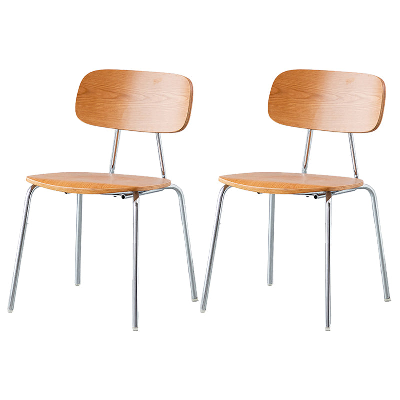 Modern Style Dining Chair Wooden Open Back Side Chair with Metal Base