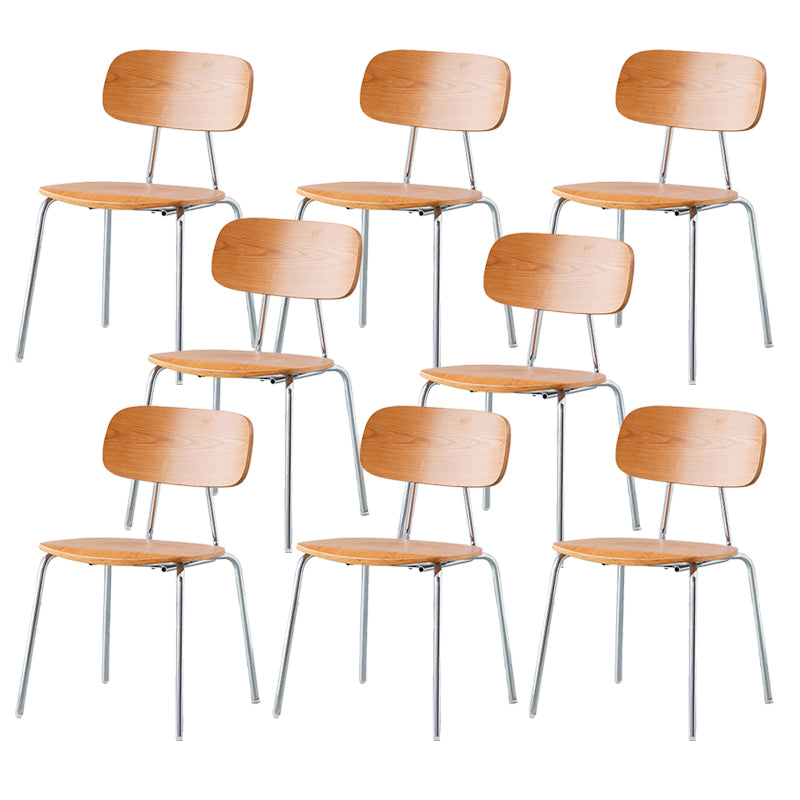 Modern Style Dining Chair Wooden Open Back Side Chair with Metal Base