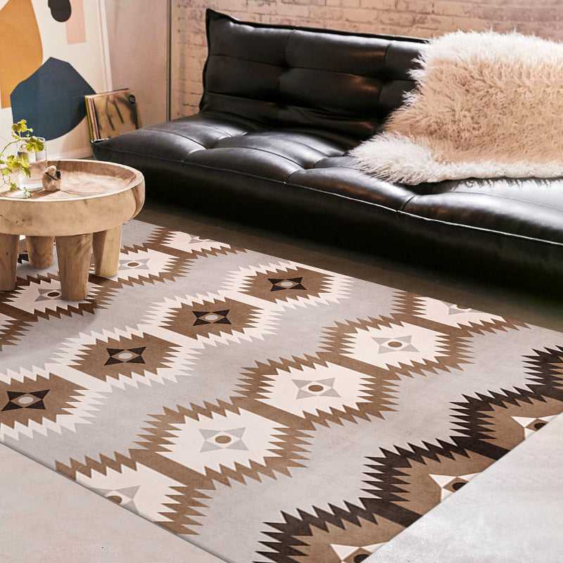 Bohemian Stripe Rug Polyester Indoor Rug Non-slip Area Carpet for Living Room