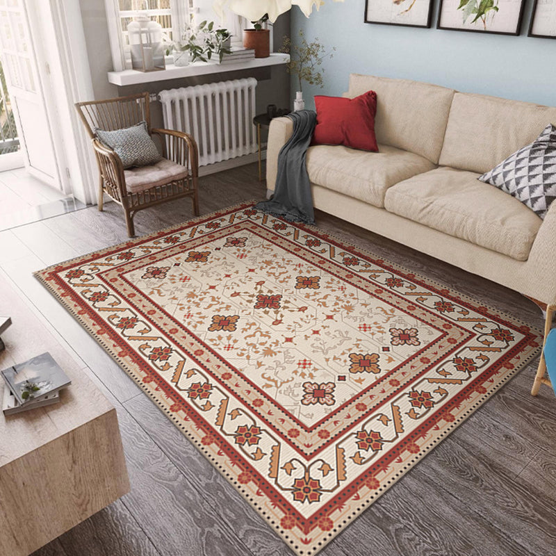 Moroccan Vintage Printed Rug Polyester Indoor Rug Non-slip Carpet for Living Room and Bedroom