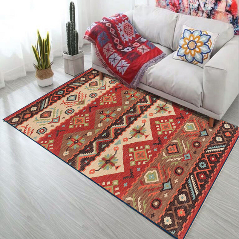 Moroccan Stripe Printed Rug Polyester Indoor Rug Non-slip Area Carpet for Living Room and Bedroom