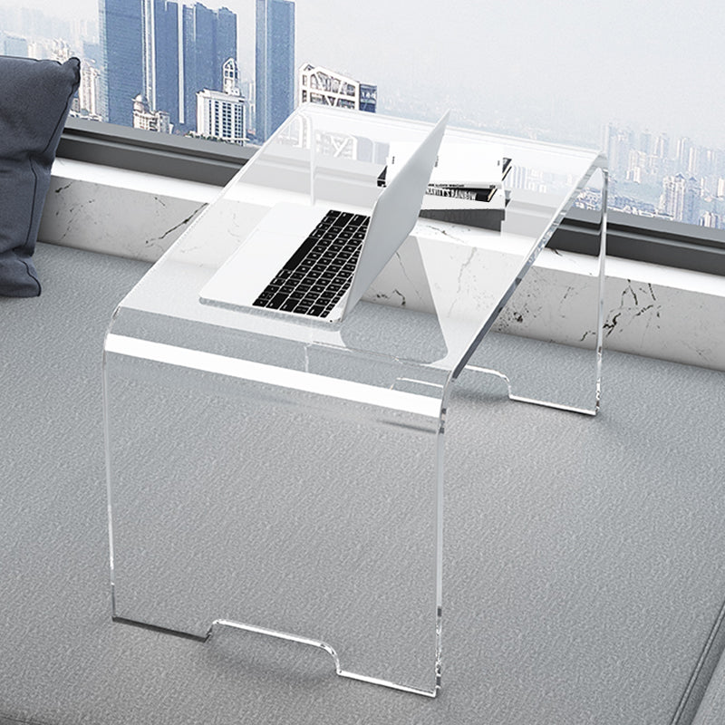 Contemporary Acrylic Side End Snack Table in Clear with Sled Base