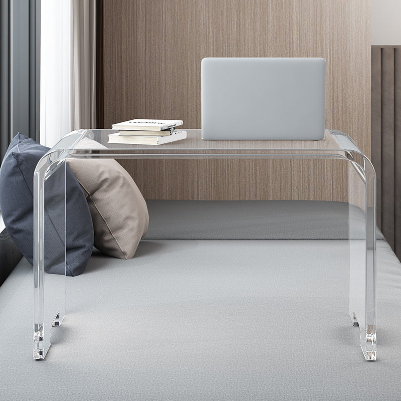 Contemporary Acrylic Side End Snack Table in Clear with Sled Base