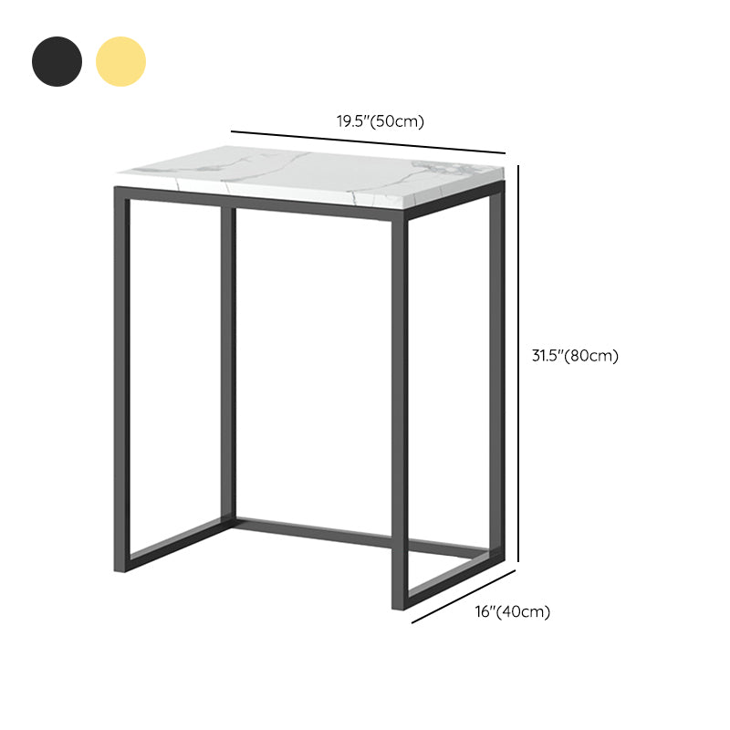 Contemporary Rectangle Marble Top Sofa Side Accent Table for Living Room