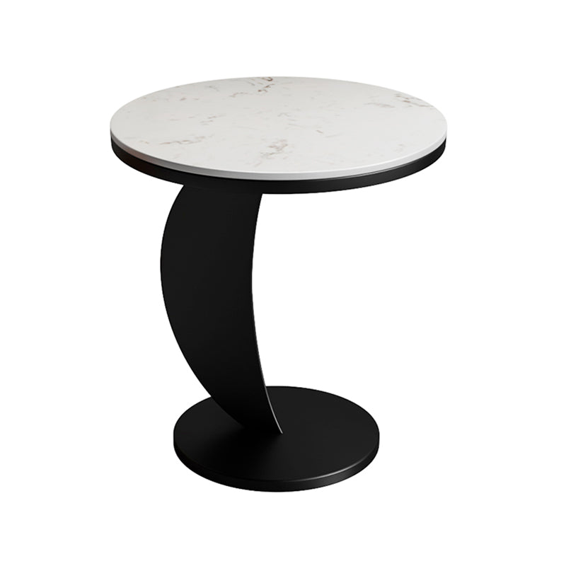 Contemporary Round Stone Top Sofa Side Accent Table for Living Room