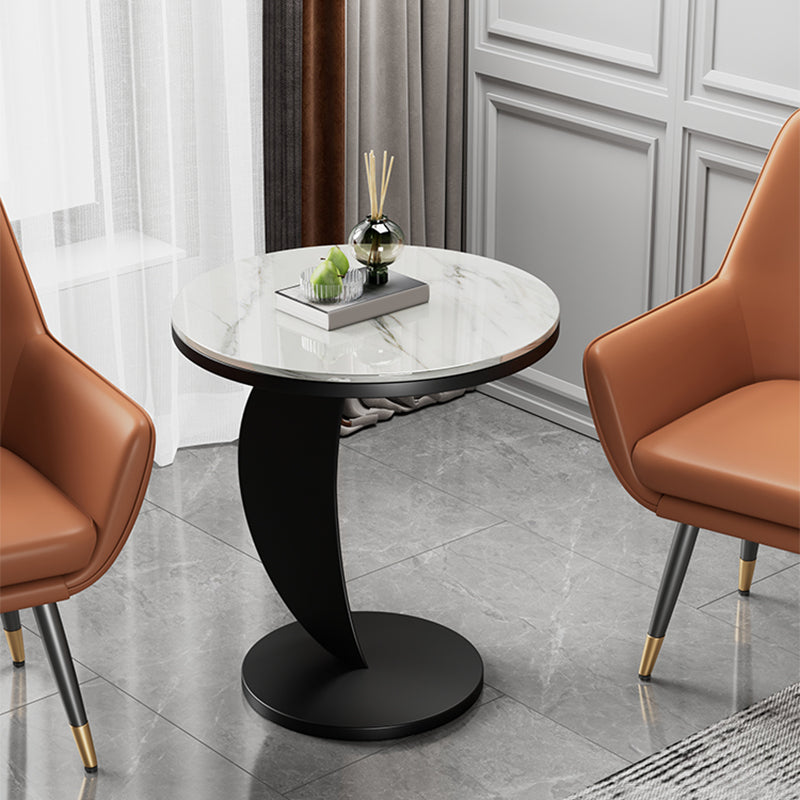 Contemporary Round Stone Top Sofa Side Accent Table for Living Room