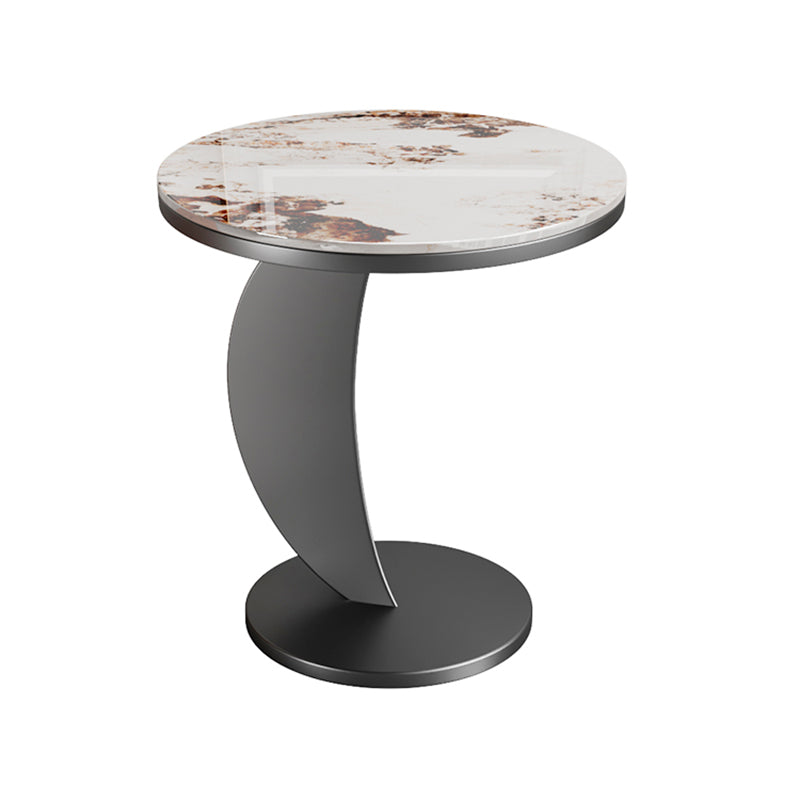 Contemporary Round Stone Top Sofa Side Accent Table for Living Room