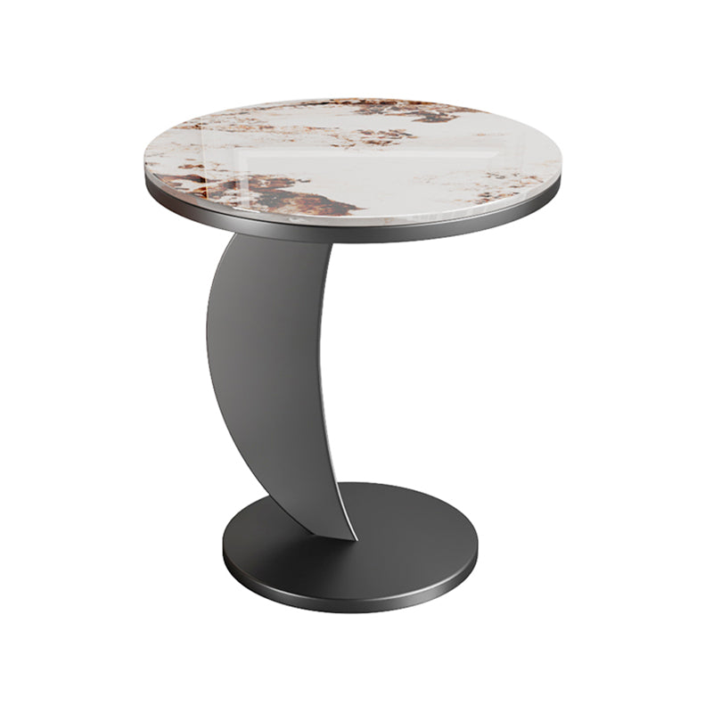 Contemporary Round Stone Top Sofa Side Accent Table for Living Room