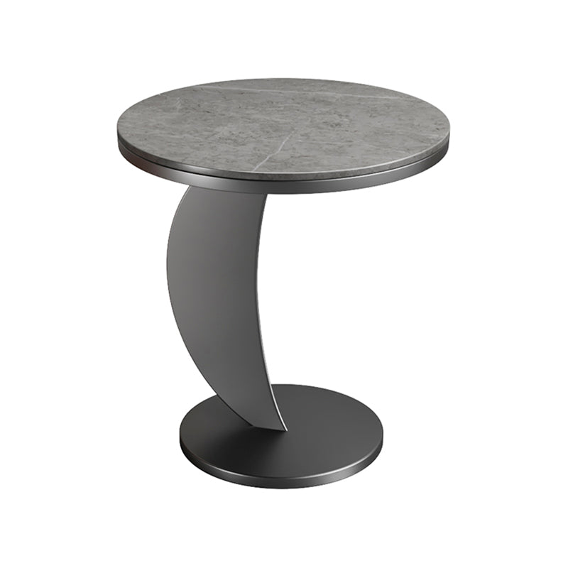 Contemporary Round Stone Top Sofa Side Accent Table for Living Room