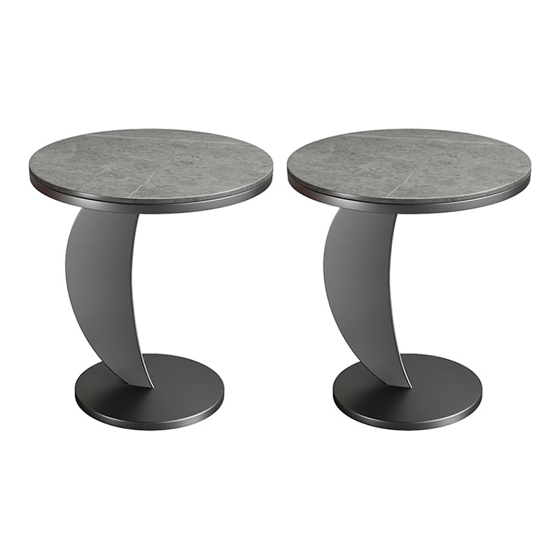 Contemporary Round Stone Top Sofa Side Accent Table for Living Room