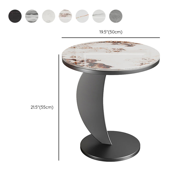 Contemporary Round Stone Top Sofa Side Accent Table for Living Room