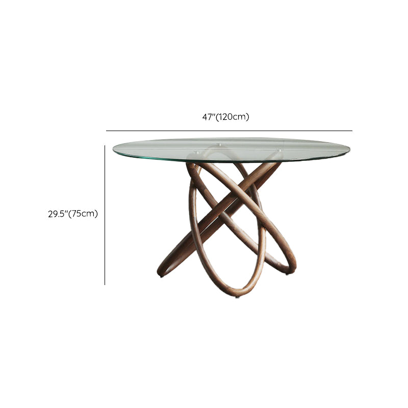 Modern Round Glass Clear Top Dining Table with Single Pedestal