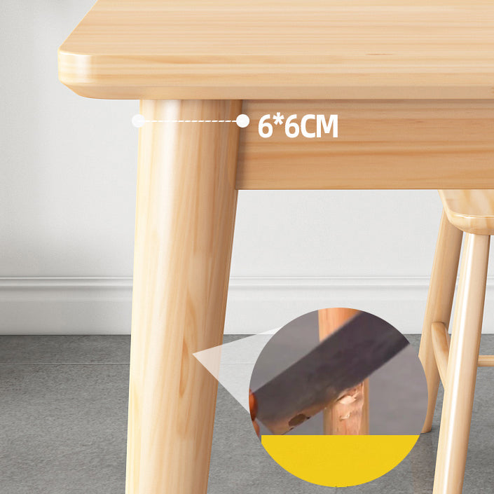 Modern Rectangular Natural Rubberwood Dining Table with 4 Legs