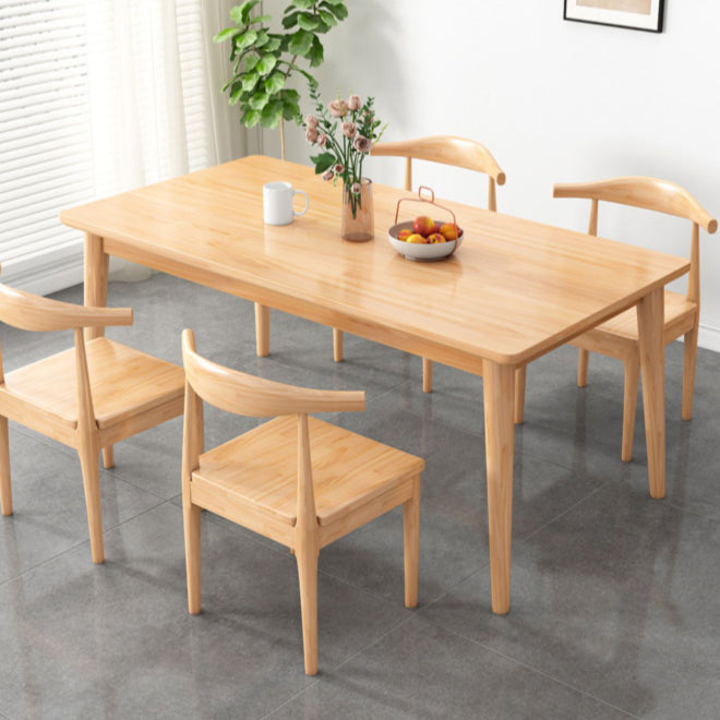 Modern Rectangular Natural Rubberwood Dining Table with 4 Legs