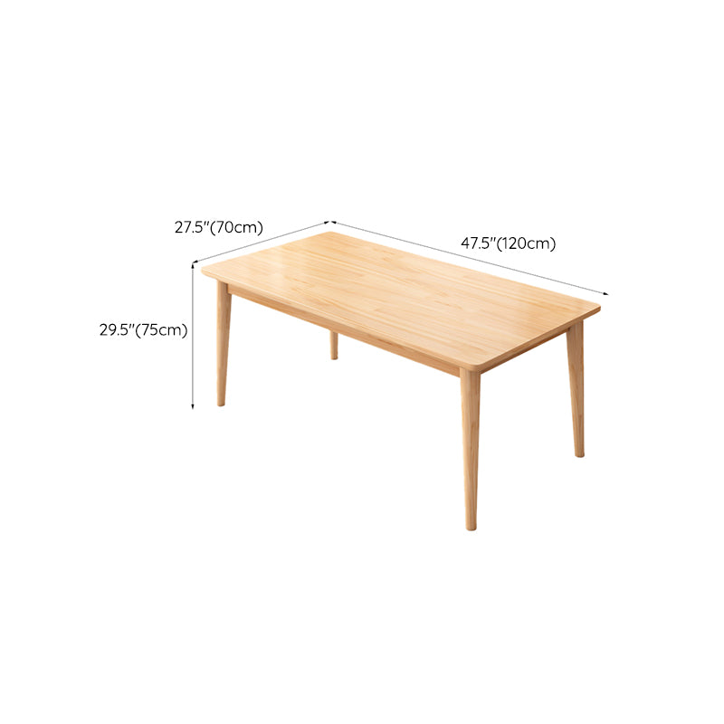 Modern Rectangular Natural Rubberwood Dining Table with 4 Legs