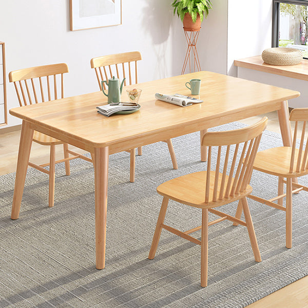 Modern Natural Rectangular Rubberwood Dining Table with 4 Legs