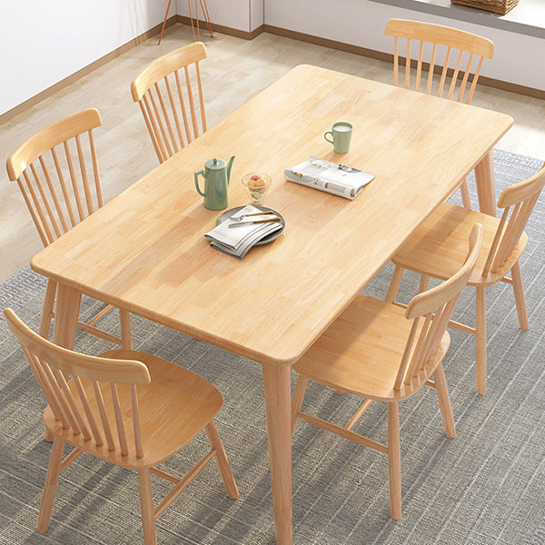 Modern Natural Rectangular Rubberwood Dining Table with 4 Legs