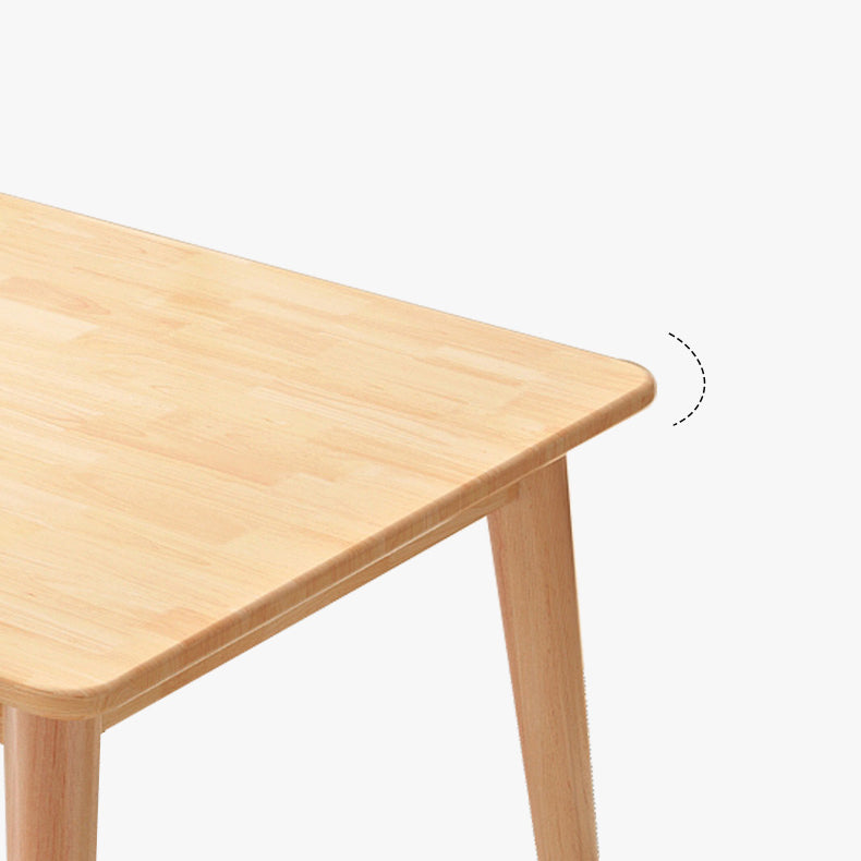 Modern Natural Rectangular Rubberwood Dining Table with 4 Legs