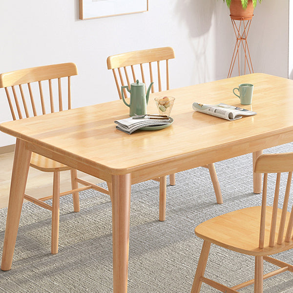 Modern Natural Rectangular Rubberwood Dining Table with 4 Legs