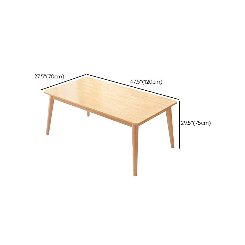 Modern Natural Rectangular Rubberwood Dining Table with 4 Legs