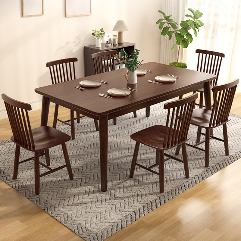Modern Brown Rubberwood Space Saving Dining Table with 4 Legs