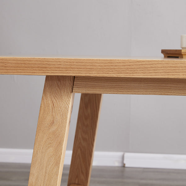 Modern Rectangular Light Brown Solid Wood Dining Table with Trestle
