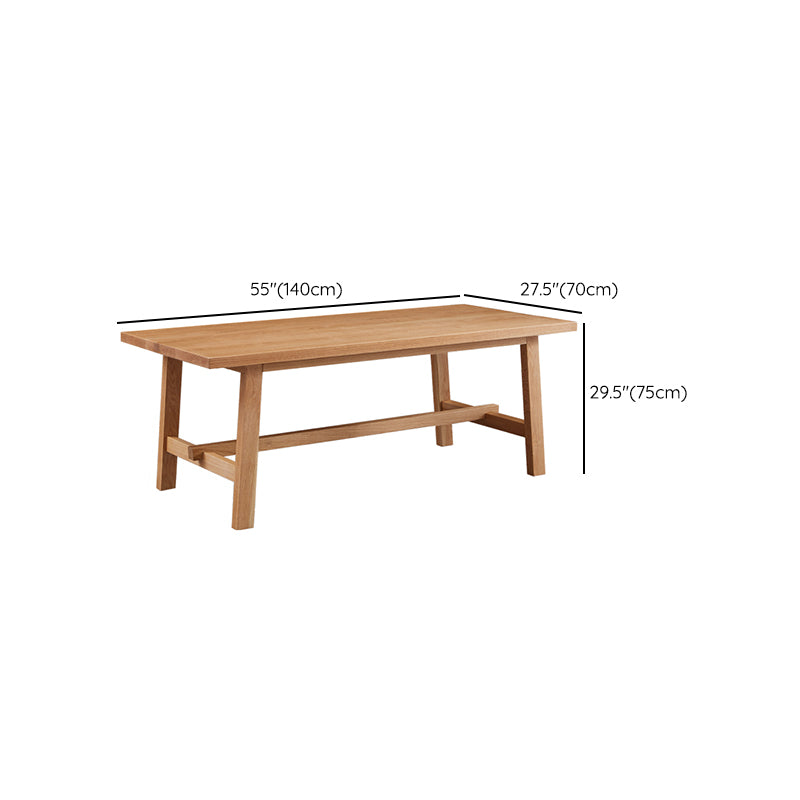 Modern Rectangular Light Brown Solid Wood Dining Table with Trestle