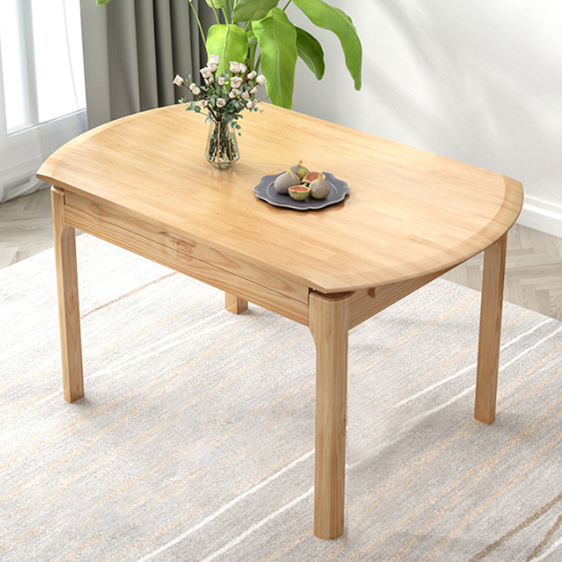 Modern Round Rubberwood Retractable Dining Table with 4 Legs