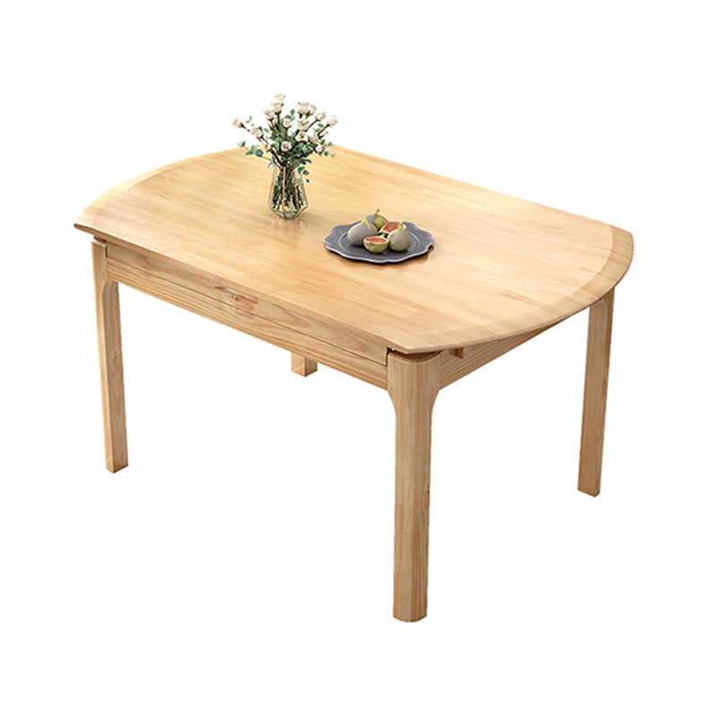 Modern Round Rubberwood Retractable Dining Table with 4 Legs