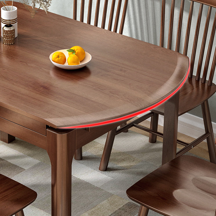 Modern Round Rubberwood Retractable Dining Table with 4 Legs