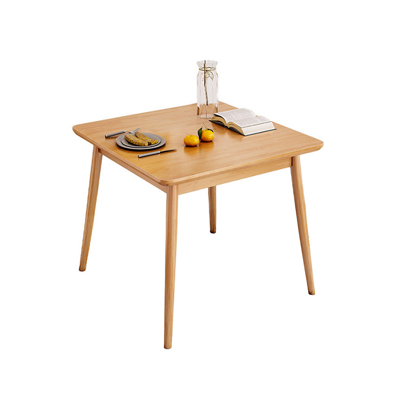 Modern Square Natural Rubberwood Space Saving Dining Table with 4 Legs