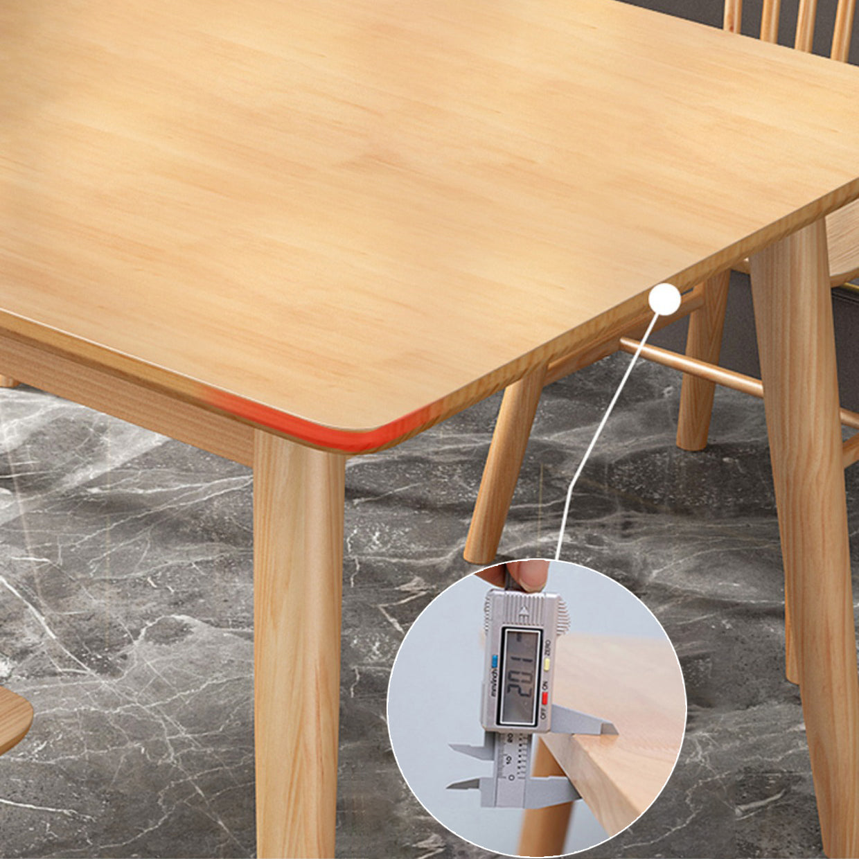 Modern Square Natural Rubberwood Space Saving Dining Table with 4 Legs
