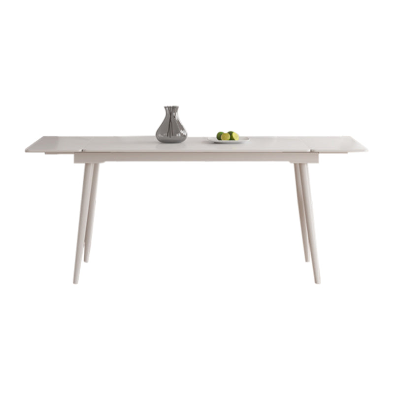 Contemporary Extendable Rectangular White Dining Table with 4 Foot