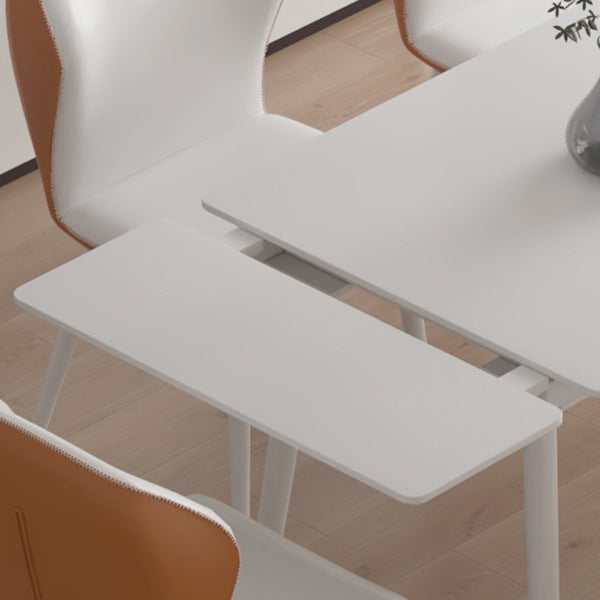 Contemporary Extendable Rectangular White Dining Table with 4 Foot