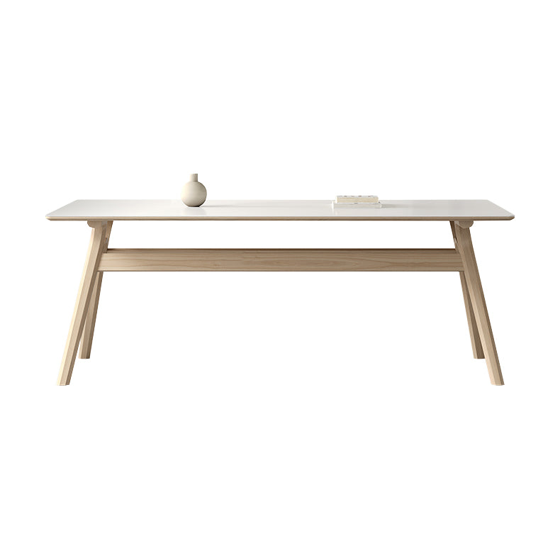 Contemporary Sintered Stone Top Ash Wood Base Dining Table with Chairs