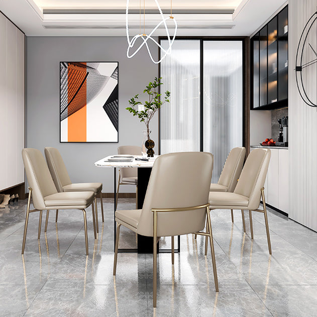 Faux Leather and Metal Contemporary Armless Dining and Accent Chairs