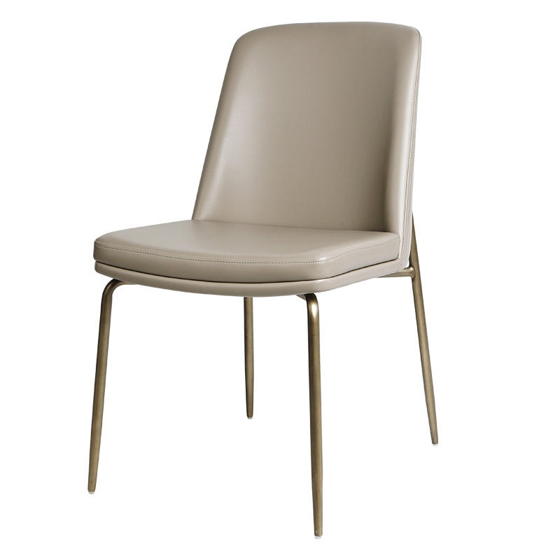 Faux Leather and Metal Contemporary Armless Dining and Accent Chairs
