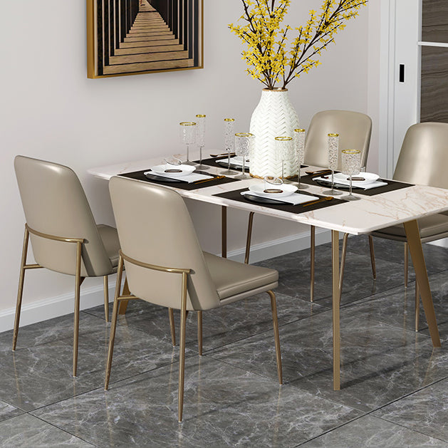 Faux Leather and Metal Contemporary Armless Dining and Accent Chairs