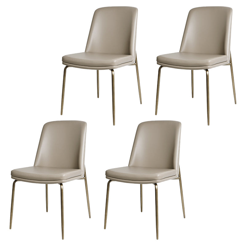 Faux Leather and Metal Contemporary Armless Dining and Accent Chairs