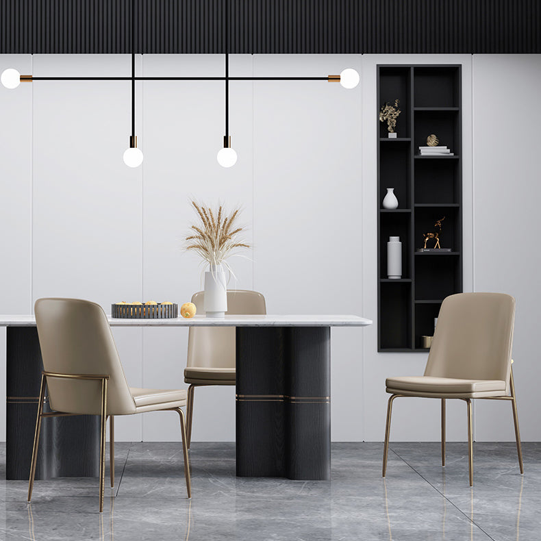 Faux Leather and Metal Contemporary Armless Dining and Accent Chairs